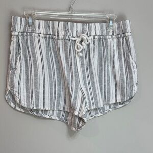 Striped Gray/Black Women's Linen Shorts